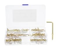 Sosoport 120pcs Copper-Plated L-Shaped Screw Hooks 7-Shape Self-Tapping Metal Screws 90 Degree Right Angle Small Hooks for Picture Frame Hanging and Wall Fixings