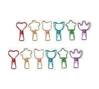 Sosoport 12pcs Colorful Metal Binder Clips Set - Decorative Small Office Clamps Gold Flower, Rose Gold Bear, Red Heart, Green Star, Blue Cat, Purple Mountain Shapes - Cute Paper Clips