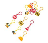 Sosoport 12pcs Construction Keychains Plastic Engineering Key Rings with Secure Attachment Mini Building Machine for Birthday Party Favors and Themed