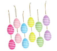 Sosoport 12PCS Easter Hanging Eggs Ornaments with Hanging String Plastic Artificial Easter Egg Tree Decorations for DIY Crafts Home and Outdoor Festive Party Use