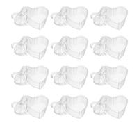 Sosoport 12pcs Heart-shaped Plastic Storage Containers Fillable Heart Shaped Candy Boxes Bow Lids for Wedding Anniversary Birthday Party Favor Containers Portable Candy Holders