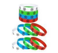 Sosoport 12pcs Men S Football Silicone Wristbands for Team Grouping and Fan Memorabilia Wear-resistant Flexible Soccer Bracelets in Red White Blue Green Comfortable Sports Supply