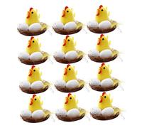 Sosoport 12pcs Mini Easter Chicks Realistic Simulation Yellow Decorative for Home Desktop