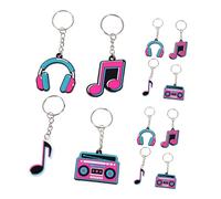 Sosoport 12Pcs Music Note Keychain Set for Djs and Musicians Retro PVC Guitar and Turntable Design Interactive Karaoke Theme Party Favors for Music Lovers at Birthdays Dance and Concerts