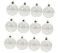Sosoport 12pcs Pearlescent Transparent Christmas Decoration Balls Colorful Bubble Baubles Ornaments for Holiday Party Xmas Pendant for Tree and Festive Crafting