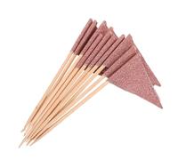 Sosoport 12pcs Rose Gold Triangle Party Food Flag Picks for Desserts Fruits and Appetizers Sturdy Holiday Toothpicks with Elegant Glitter Cake Decoration Inserts