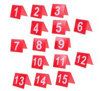 Sosoport 15pcs Acrylic Table Number Signs for Restaurant Wedding Reception Party Banquets Compact Red Base White Number Cards Multipurpose Seating Organization for Hotels Cafes Bars
