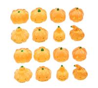 Sosoport 16pcs Glow Dark Mini Fall Pumpkin Figurines for Halloween and Thanksgiving Table Centerpiece Compact Artificial Miniature Pumpkins for Dollhouse and Seasonal Decor