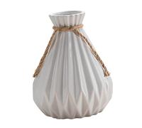 Sosoport 1pc Simple Ceramic Vase with Hemp Rope Unique Centerpiece Decor for Home Modern Flower Container Elegant White Design for Desktop Arrangement