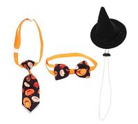 Sosoport 1set Dog Halloween Costume Witch Hat Bow Tie for Pets Decorative Outfit for Dog Festivals and Photography Lightweight Skin-friendly Design