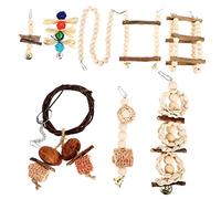 Sosoport 1set Parrot Perches and Chewing Toys Natural Swing Accessories for Large Birds Parakeets and Cockatiels Safe for Chewing and Playing Easy to
