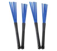 Sosoport 2 Pairs Nylon Drum Brushes for Jazz Percussion with Balanced Design and Lightweight Build, 9 Inch Blue Drum Sticks for Low Volume Drumming and Smooth Grip Performance