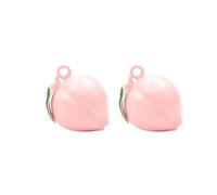 Sosoport 2 Pcs Pink Peach Bell Pendant Hanging Accessories with Leaf Design, Copper Material, Portable Hanging Circle Style, for Backpack or Bracelet, Japanese Temple Bell Style for DIY