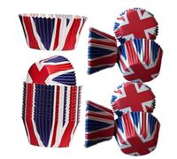Sosoport 200pcs Union Jack Cake Baking Liners Paper Muffin Cases Decorative Cupcake Holders for British Flag Themed Parties and Christmas Baking