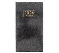 Sosoport 2026 Dated Daily Planner A5 with Black Leather Cover - Academic Calendar Notebook for Time Management, Weekly Goals, Habit Tracking, and Business Appointment Scheduling