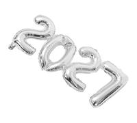 Sosoport 2027 Jumbo Silver Number Balloons, 36.6" Large Aluminum Foil Photo Booth Props with Quick Setup, Modern Digital Style for New Year Party and Nye Countdown Decoration