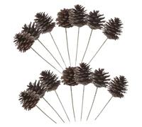 Sosoport 20pcs Christmas Pine Cone Picks for Floral Arrangements and Wreaths Winter Holiday Decor Twigs for Festive Home Party and DIY Crafts Accessories