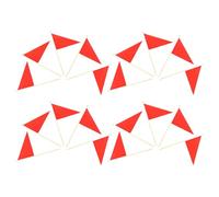 Sosoport 20pcs Red Triangle Pennant Safety Flags Bamboo Stakes for Construction Ground Marking, Lawn and Garden Marker Flags for Survey, Irrigation, and Cable Line Location
