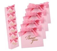 Sosoport 20pcs Small Thank You Paper Bags with Bow Ribbon Elegant Favor Bags for Parties Birthdays Showers for Cookies Candies Jewelry