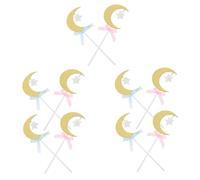 Sosoport 20pcs Star Moon Bow Baking Decoration Cupcake Decor Cake Insert Cake Topper for Birthday Decor Moon Topper Star and Bow Decoration