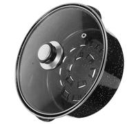 Sosoport 24cm Enamel Grill Pan with Lid Non-Stick Cast Iron Cookware for Roasting Sweet Potato, Meat, and Vegetables Suitable for Everyday Cooking