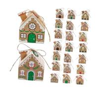 Sosoport 24pcs House Shaped Christmas Advent Calendar Boxes Sturdy White Cardstock Favor Boxes for Candy and Small Gifts with Classic Seasonal Patterns Easy to Assemble for Holiday
