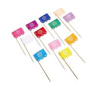 Sosoport 24pcs Multi Colored Mini Mexican Flags for Cake Decoration Day Dead Creative Food Flags for Cakes Salads and Flower Pots Festive Ornaments Easy to Use and Lightweight