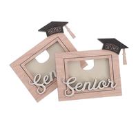 Sosoport 2pcs 2026 Graduation Magnetic Photo Frames Wood Mini Picture Holders for Fridge Or Locker - Fits 2x3 2.5x3.5 Inch Photos - Graduation Cap Tassel Design - School Keepsake