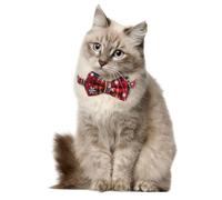 Sosoport 2Pcs Adjustable Christmas Pet Cat Collars Set with Bell Red and Green Cat Necklaces for Holiday Pets Soft Adjustable Neck Straps Suitable for and Kittens