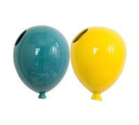 Sosoport 2Pcs Balloon Shaped Ceramic Wall Decor Blue and Yellow Unique Home Pendant Delicate Craft for Nursery and Playroom Decoration Premium Quality Easy to Hang