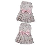 Sosoport 2pcs Bowknot Floral Dress for Dogs Breathable One-piece Pet Skirt for Parties Lightweight and Comfortable Puppy Clothes