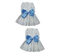 Sosoport 2pcs Bowknot Floral Pet Dress for Dogs Breathable One-piece Skirt for Outdoor Activities and Parties Makes Your Puppy Look Adorable