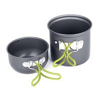 Sosoport 2pcs Camping Pot Cookware Set Portable Handle Mess Tins for Hiking Picnic Outdoor Cooking Set