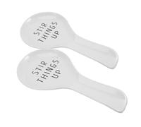 Sosoport 2pcs Ceramic Spoon Rest Stylish White Utensil Holder for Countertop Non Slip Design Reliable for Cooking for Kitchen Dining Table Coffee Station