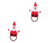 Sosoport 2pcs Christmas Dog Squeaky Toy Chewing Pet Accessory Interactive Bite Toy for Puppies Santa Claus Design for Holiday Fun