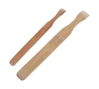 Sosoport 2pcs Clay Trimming Paddle Sculpting Tool Natural Material Khaki Smooth Edges Curved Head Pottery Trimming for Teapot Making