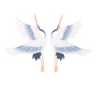 Sosoport 2pcs Crane Shape Clothing Patch Sew on Patches for Clothing National Style Embroidery Repairing Fabric Accessories for Home and Shopping Mall