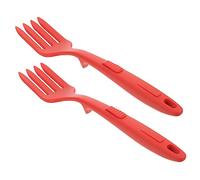 Sosoport 2Pcs Ergonomic Silicone Large Cooking Fork Heat Resistant Kitchen Gadget with Non Slip Handle for Stirring Mixing and Serving Salad Fried Noodles at Home Restaurants