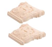 Sosoport 2pcs European Style Solid Wood Corbels Handcarved Wood Applique Onlay for Corner Decoration Decorative Elements for Home and Villa Accents