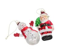 Sosoport 2pcs Glass Christmas Tree Embellishments Santa and Snowman Hanging Ornaments Reusable Decorations for Xmas Party Indoor Outdoor Winter