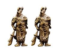 Sosoport 2pcs Golden Brass Guan Gong Keychain Pendant Set, Easy to Use and Practical Creative Retro Hanging Collection Decor for Keys or Bags