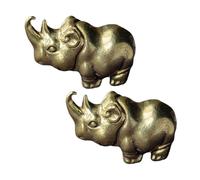 Sosoport 2pcs Golden Brass Rhino Keychain Pendant Fine Workmanship, Creative and Eye-catching Decorative Home Accessories for DIY Key Ring Decoration