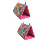 Sosoport 2pcs Hammock Climbing Bed Swing for Parrots Soft Comfortable Pet Sleep Bed for Macaws African Budgies Encourages Exercise Easy to Install Safe Material Rose Red