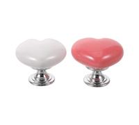 Sosoport 2pcs Heart Shape Car Start Stop Button Cover, Pink and White Push to Start Ignition Switch Protector, Decorative Engine Starter Cap for Automotive Interior