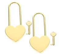 Sosoport 2pcs Heart Shape Love Locks Keys for Travel Suitcase and Diary, Small Gold Luggage Padlocks for Couples, Portable Locker Lock for Bag and Travel Security