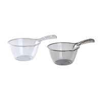 Sosoport 2Pcs Household Water Ladle with Long Handle Capacity Plastic Water Scoop for Kitchen Garden and Home Use Transparent and Grey Pouring Lip Design