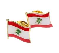 Sosoport 2pcs Lebanese Flag Brooch Badge Metal Brooch Lapel Pin for International Travel Women Men Fashion Accessory
