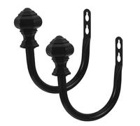 Sosoport 2pcs Metal Curtain Tie Back Hooks Wall Mounted Curtain Holdbacks for Drapery, 11mm Black Iron Drapery Holdbacks Suitable for Bedroom and Living Room Window Treatment