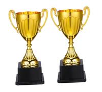 Sosoport 2pcs Mini Gold Trophy with Black Base Lightweight Plastic Award Cups for Sports Events Party Favors Graduation Ceremonies and Tournament Winners