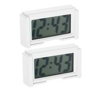 Sosoport 2pcs Mini Portable Digital Car Clock Silent Non Ticking Electronic Dashboard Timer for Students Study Desk Travel Stick Auto Accessories